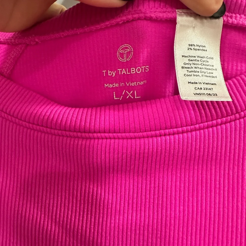 T by Talbots hot pink ribbed top (L/XL) - Picture 3 of 3